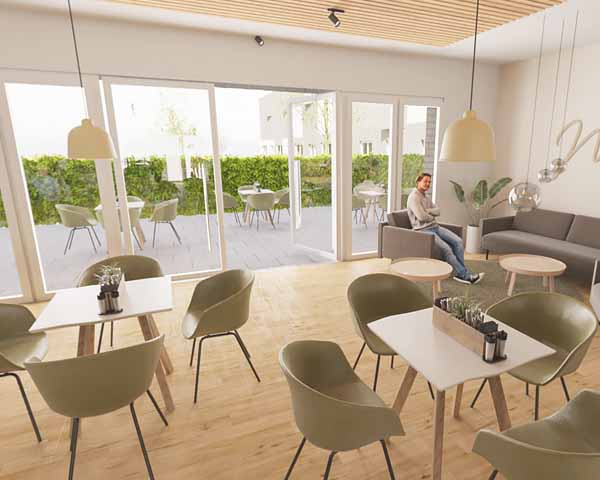 Gastrobereich als Teil des Quartiers (Humanika)